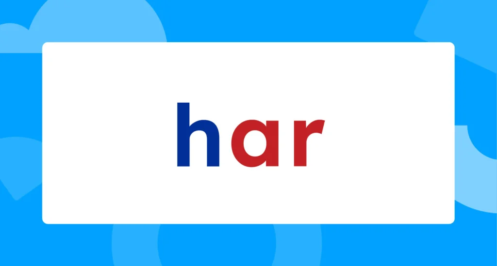 "har" with the 'ar' in red.