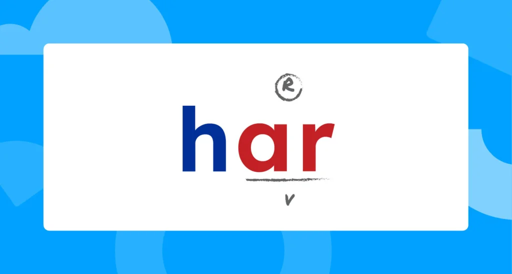 The 'ar' in the word "har" is underlines and marked as a vowel and there is an 'r' above.
