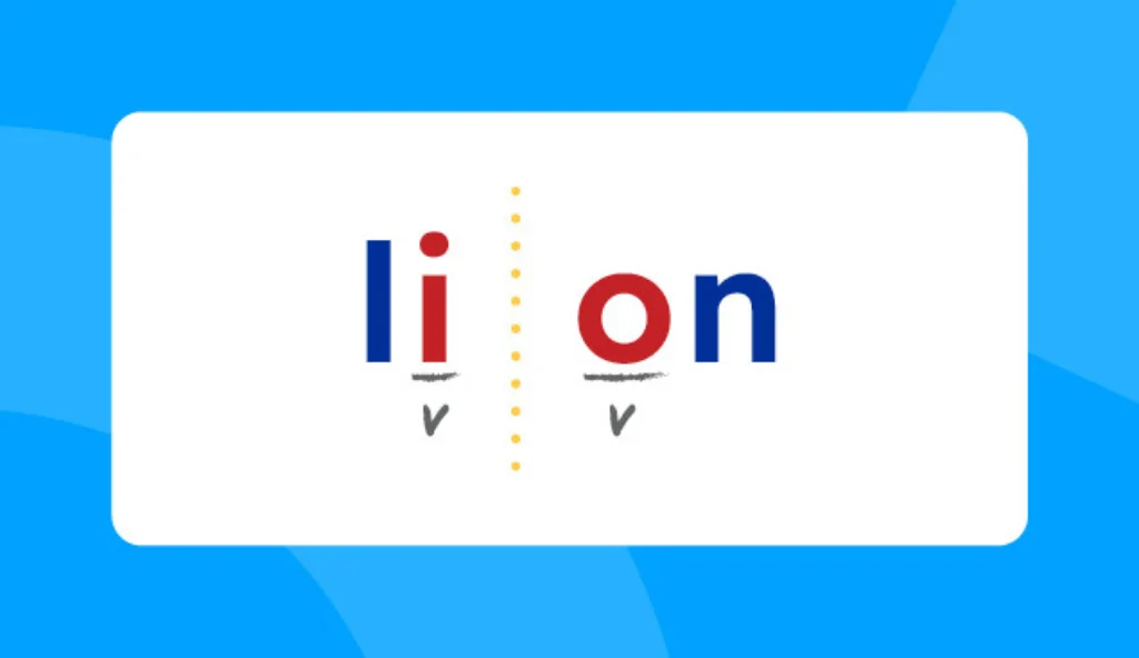 The word "lion" with the vowels marked.
