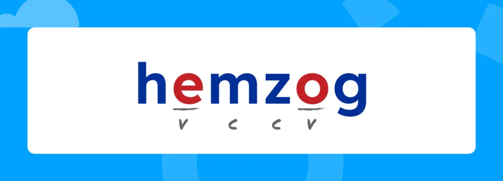 Nonsense word "hemzog" with the vowels and consonants marked.