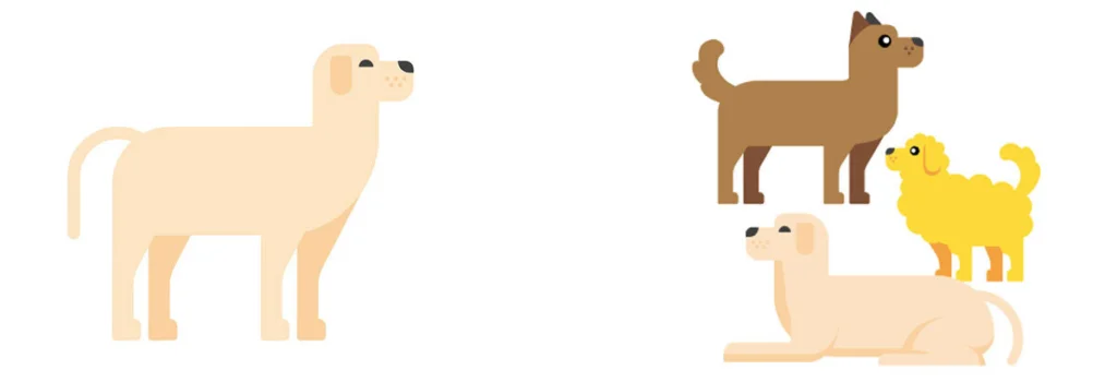 image of a dog and three dogs