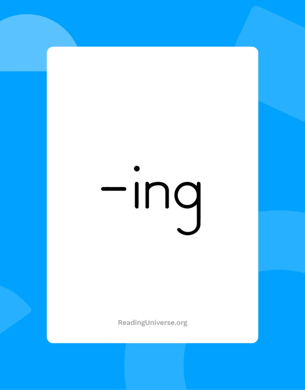 Suffix '-ing' flash card