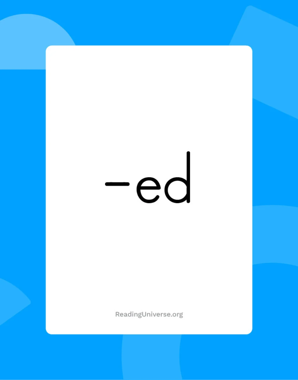 Suffix '-ed' flash card