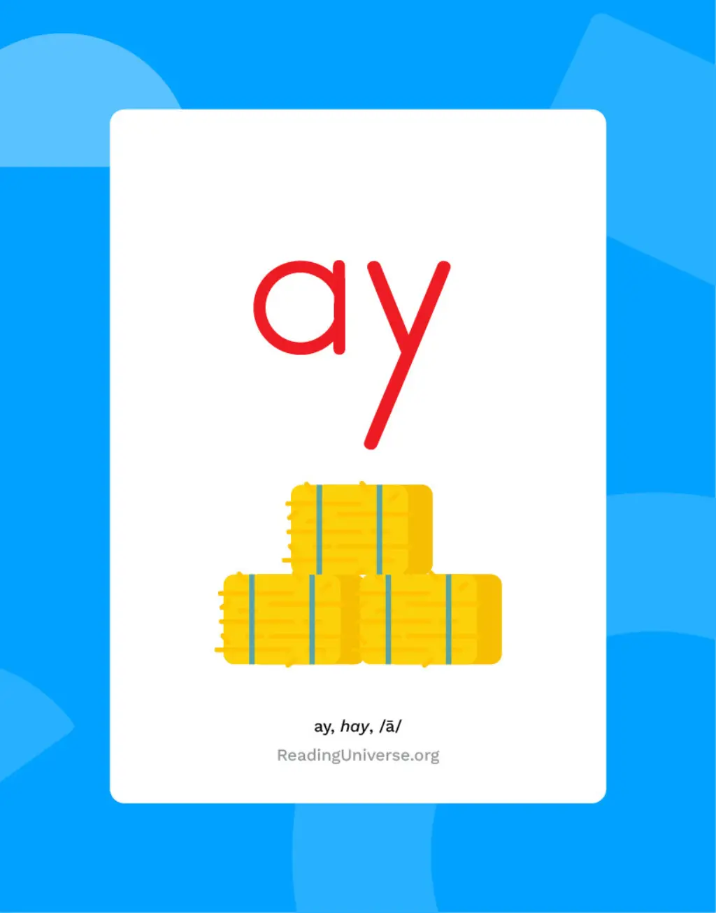 'ay' and a picture of hay bales.