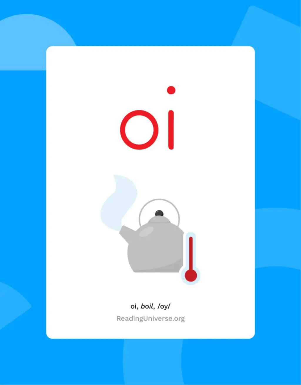 'oi' and a picture of a kettle boiling.