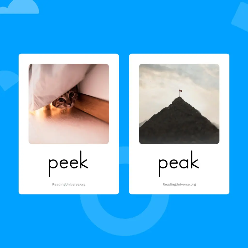 Two photos showing a cat peeking under a blanket and the peak of a mountain.