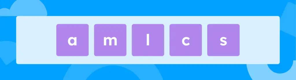 'a' 'm' 'l' 'c' 's'.