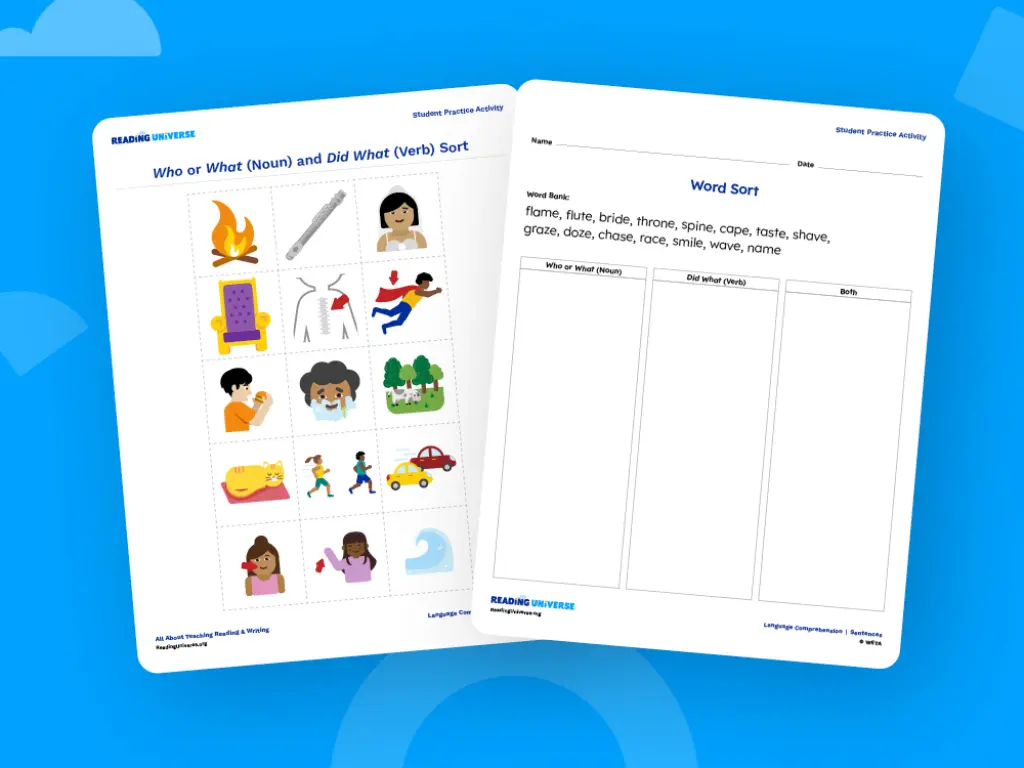 collage of student activity sheets.