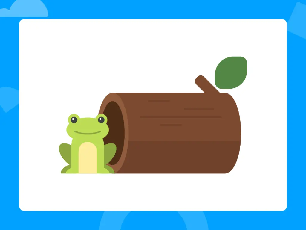 Illustration of a frog beside a log.