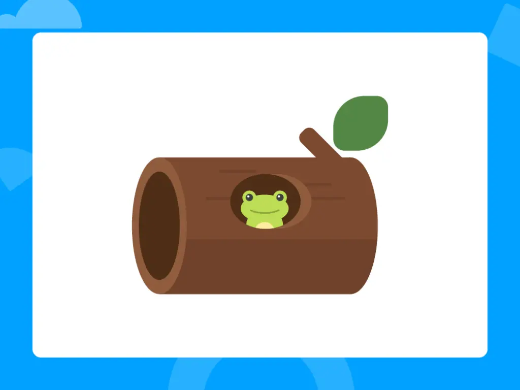 Illustration of a frog inside a log.
