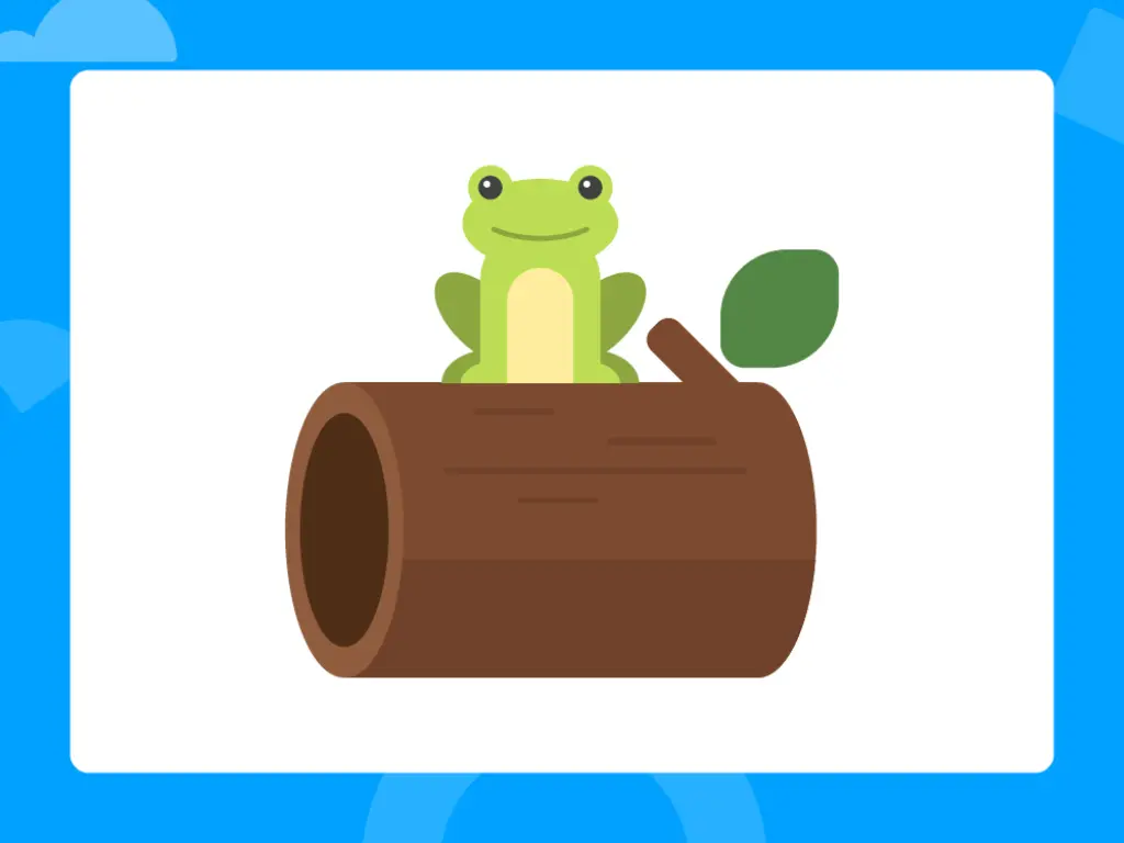 Illustration of a frog on top of a log.