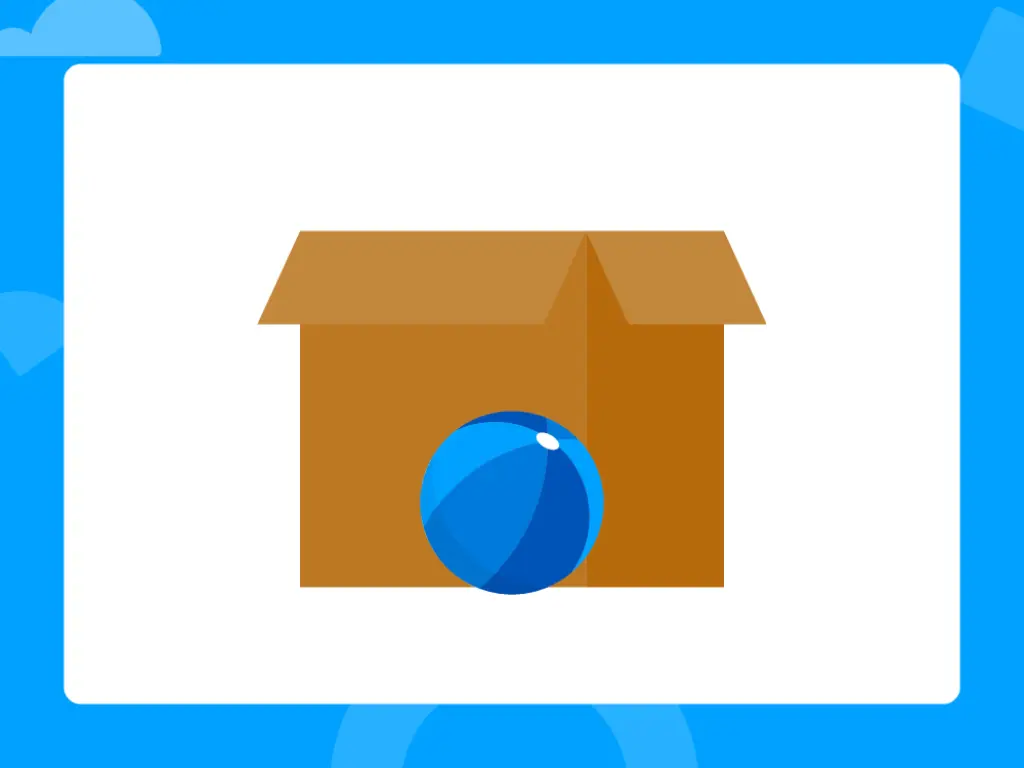 Ball beside a box.