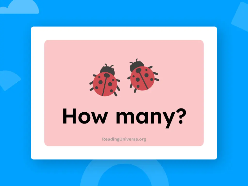 Two lady bugs above the question "how many?"
