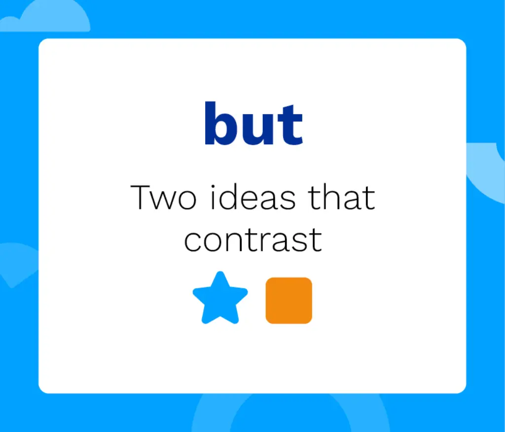 But: two ideas that contrast.
