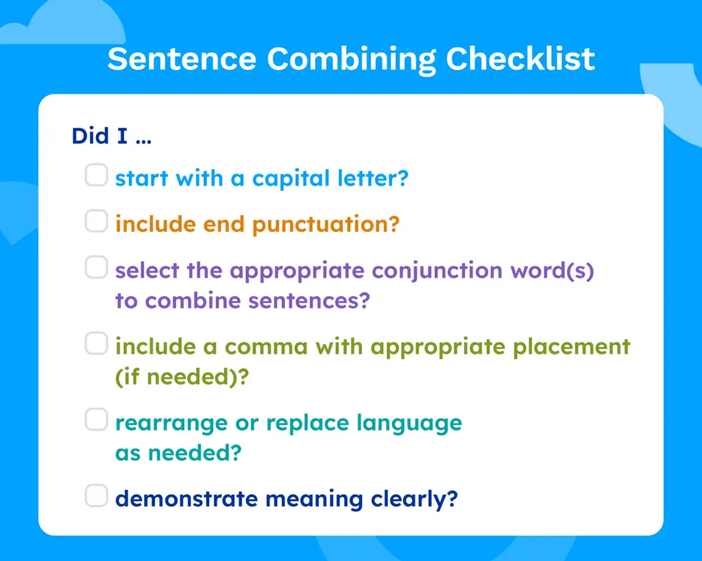 Sentence combining checklist.
