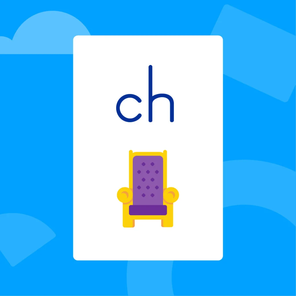 Chair flash card for diagraph ch