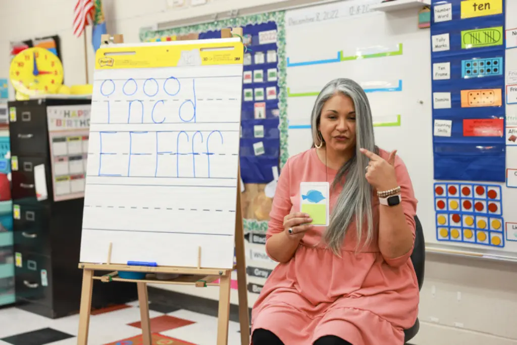 Teacher fish letters lesson