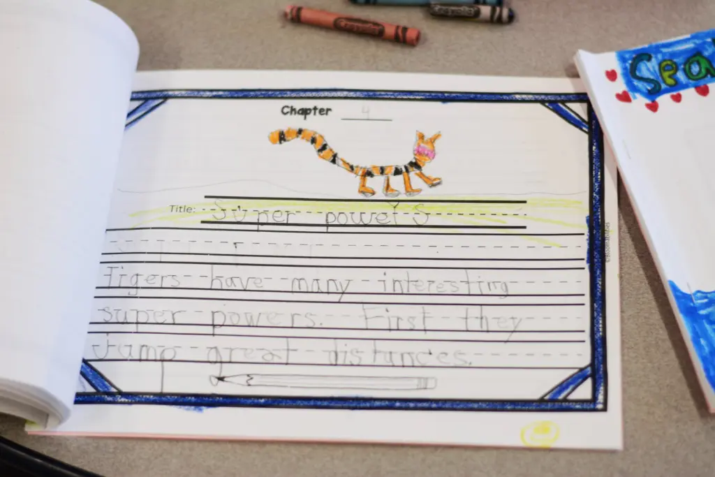 A student writing sample on a text structure worksheet.