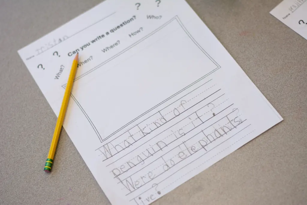 Student example: What kind of penguin is it? Were do elephants live? [sic]