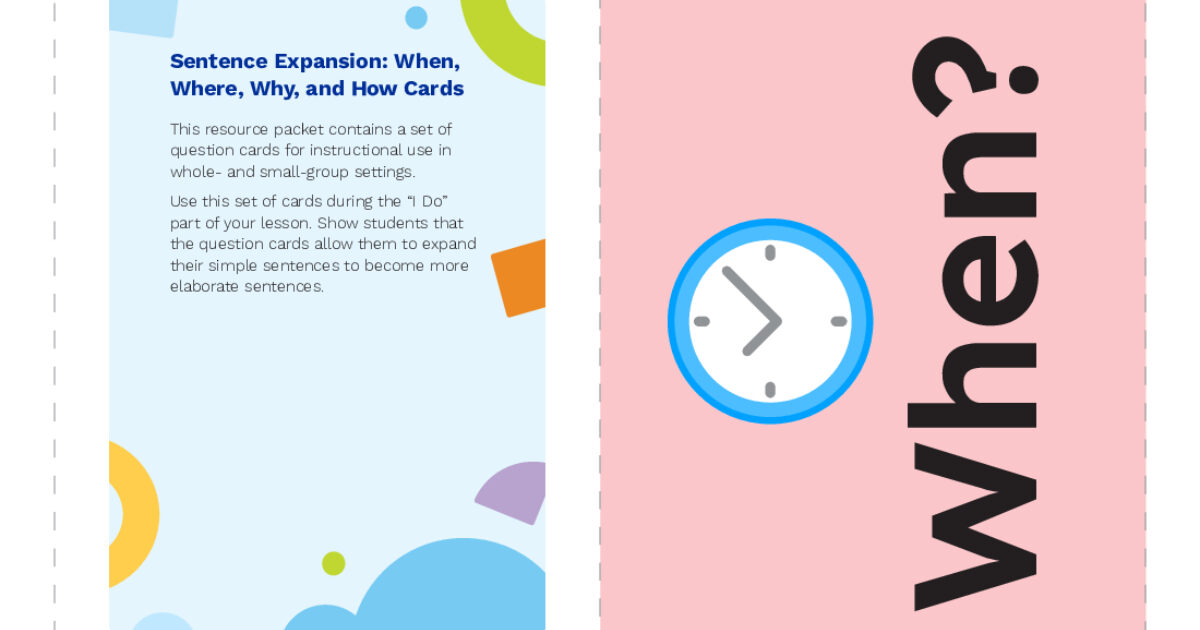 Reading Universe | When, Where, Why, and How Cards for Sentence…